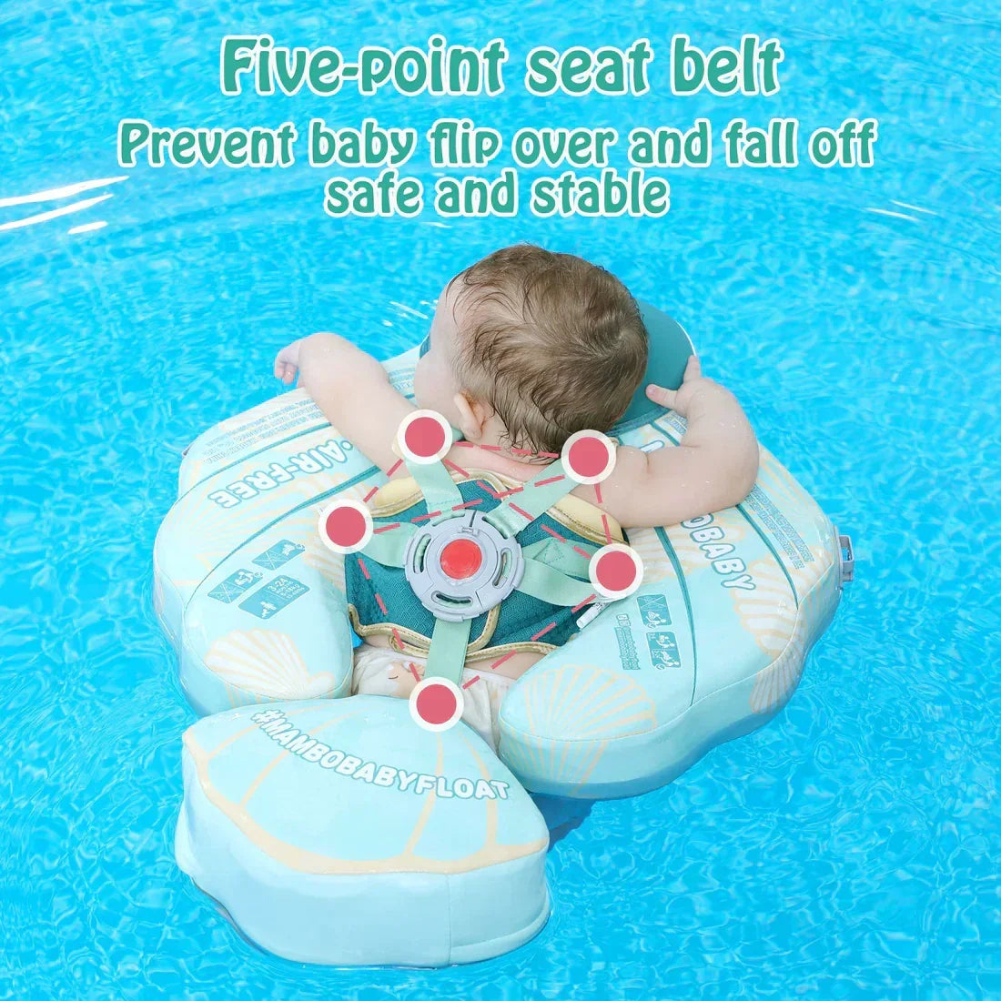Five-point harness with crotch support to help hold baby in the seat