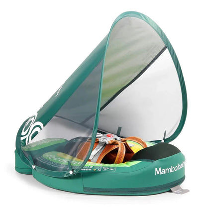 Mambobaby Avocado baby float with UPF 50+ sun canopy and weighted tail, 3–24 months