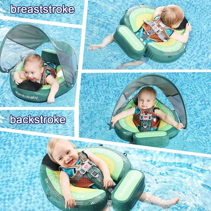 Two swim positions in the Avocado float: breaststroke and backstroke