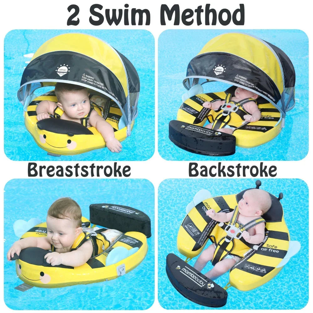 Two swim positions: breaststroke for 6–24 months and backstroke for 3–12 months