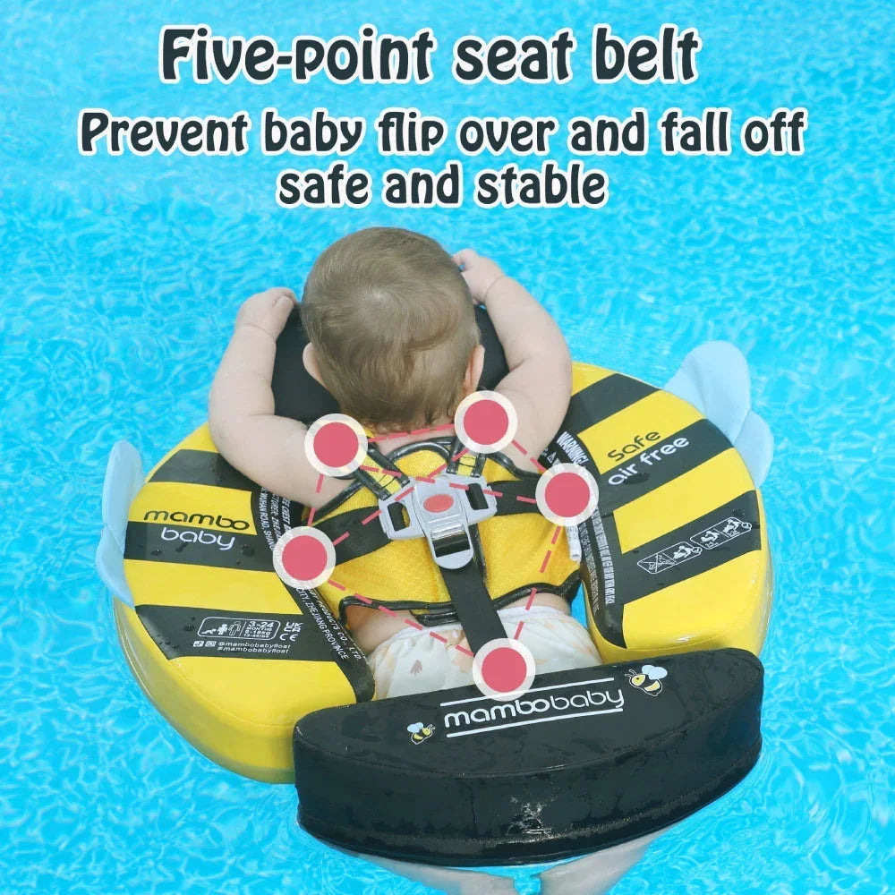 Five-point seat belt holds baby steady in the Bee float