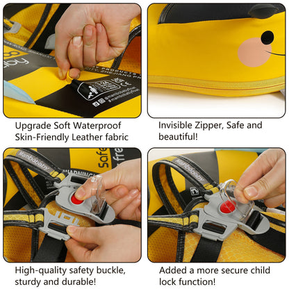 Waterproof leather fabric, hidden zipper, sturdy safety buckle and child lock