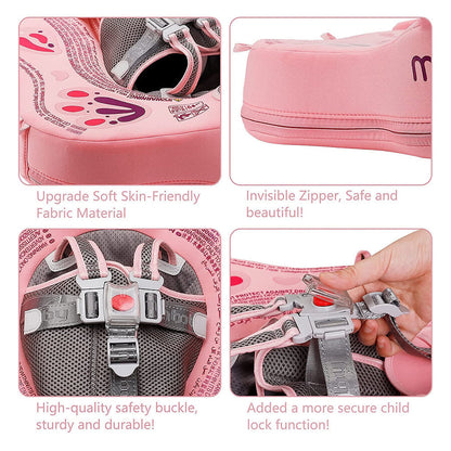 Skin-friendly fabric, hidden zipper, sturdy safety buckle and added child lock