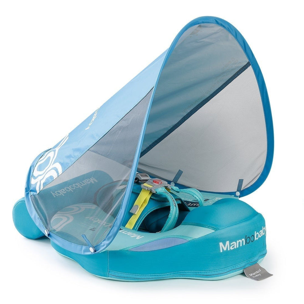 Mambobaby Contrasting baby float in green with UPF 50+ sun canopy