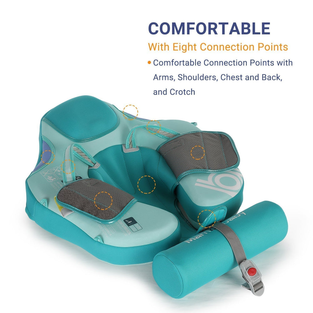 Eight connection points support baby's arms, shoulders, chest, back and crotch
