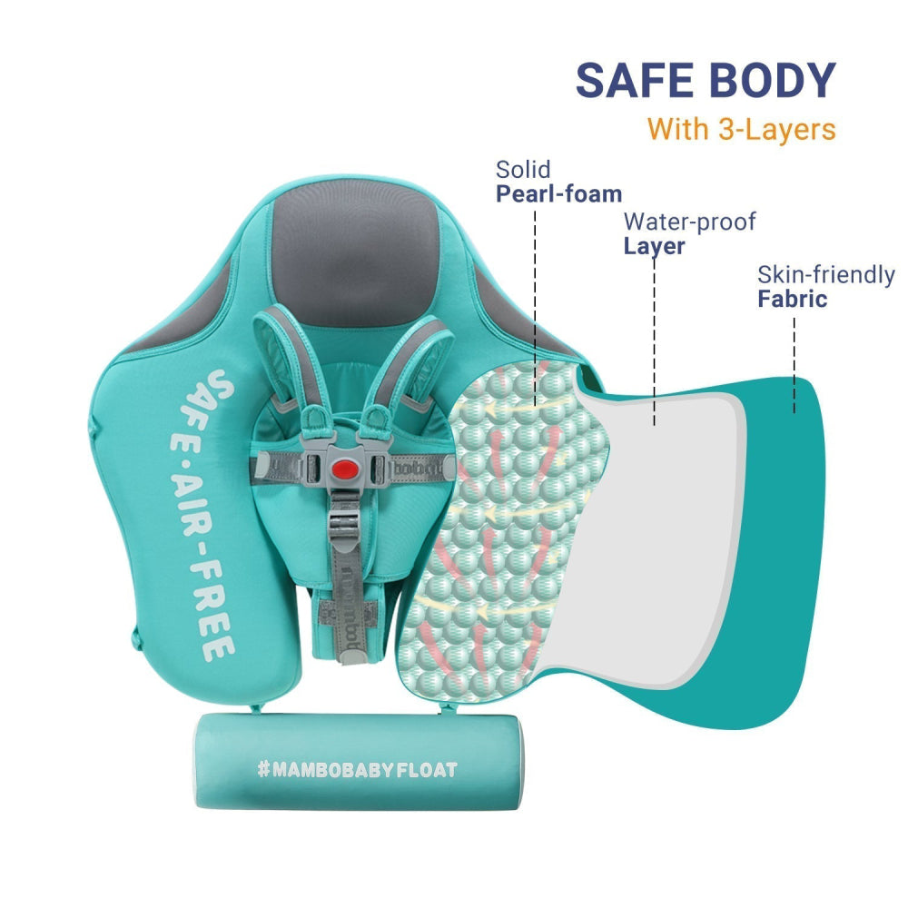 Three-layer body: solid PearlFoam core, waterproof layer, skin-friendly outer fabric