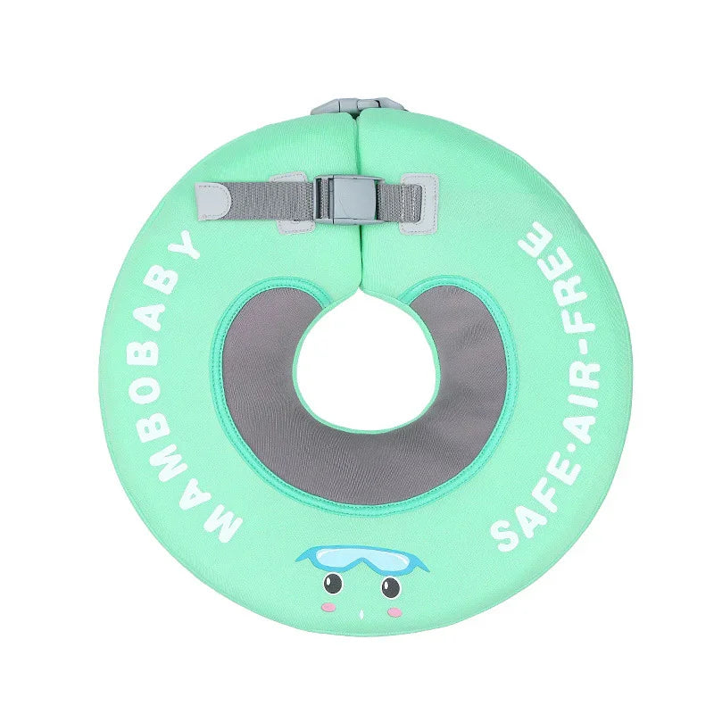 Mambobaby non-inflatable baby neck float ring, Green 3D design, 4–12 months