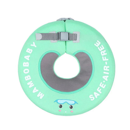 Mambobaby non-inflatable baby neck float ring, Green 3D design, 4–12 months