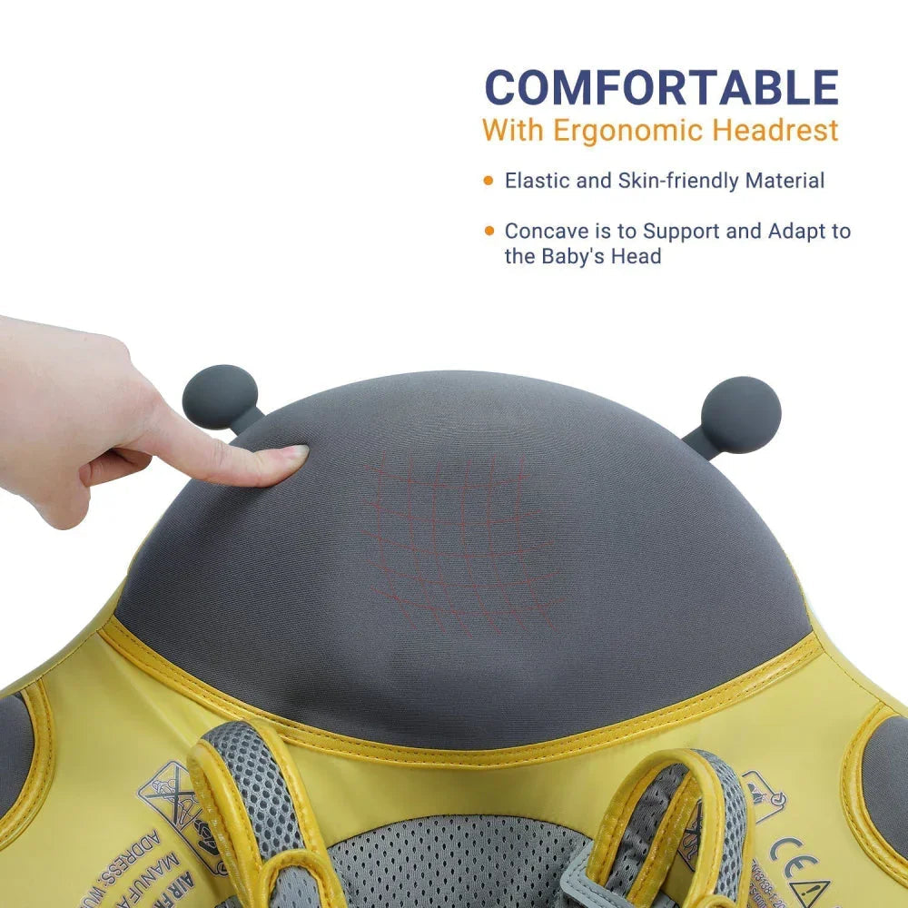 Ergonomic headrest shaped to support and adapt to baby's head