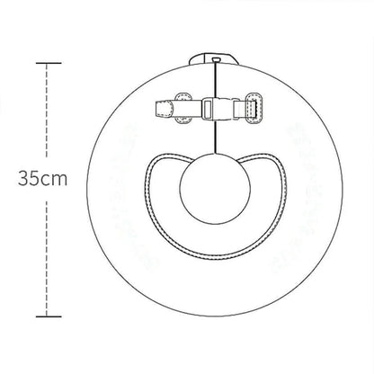 Mambobaby baby neck float size diagram showing 35 cm outer ring