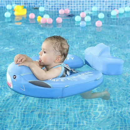 Baby paddling in the Shark float with the canopy removed
