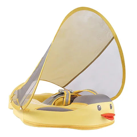 Mambobaby Duck baby float in yellow with UPF 50+ sun canopy, 3–24 months