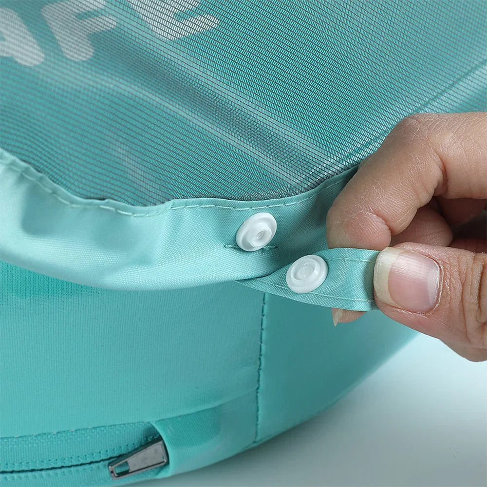 Removable UPF 50+ sun canopy clips on and off for indoor pools