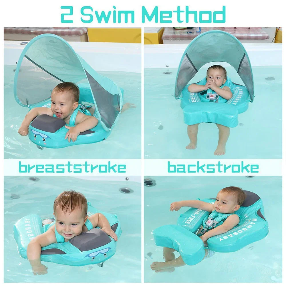 Two swim positions: breaststroke for 6–24 months and backstroke for 3–12 months
