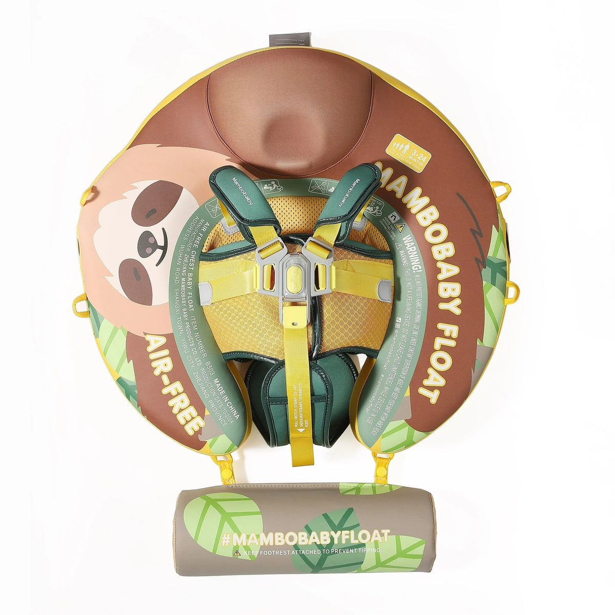 Everything included: Sloth float, UPF 50+ canopy, weighted tail and harness