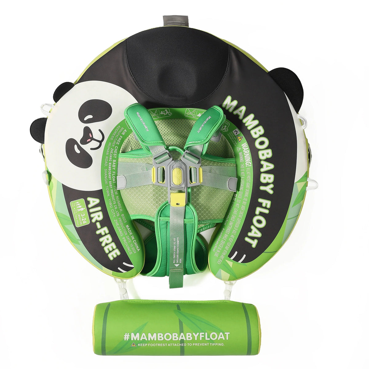 Everything included: Panda float, UPF 50+ canopy, weighted tail and harness