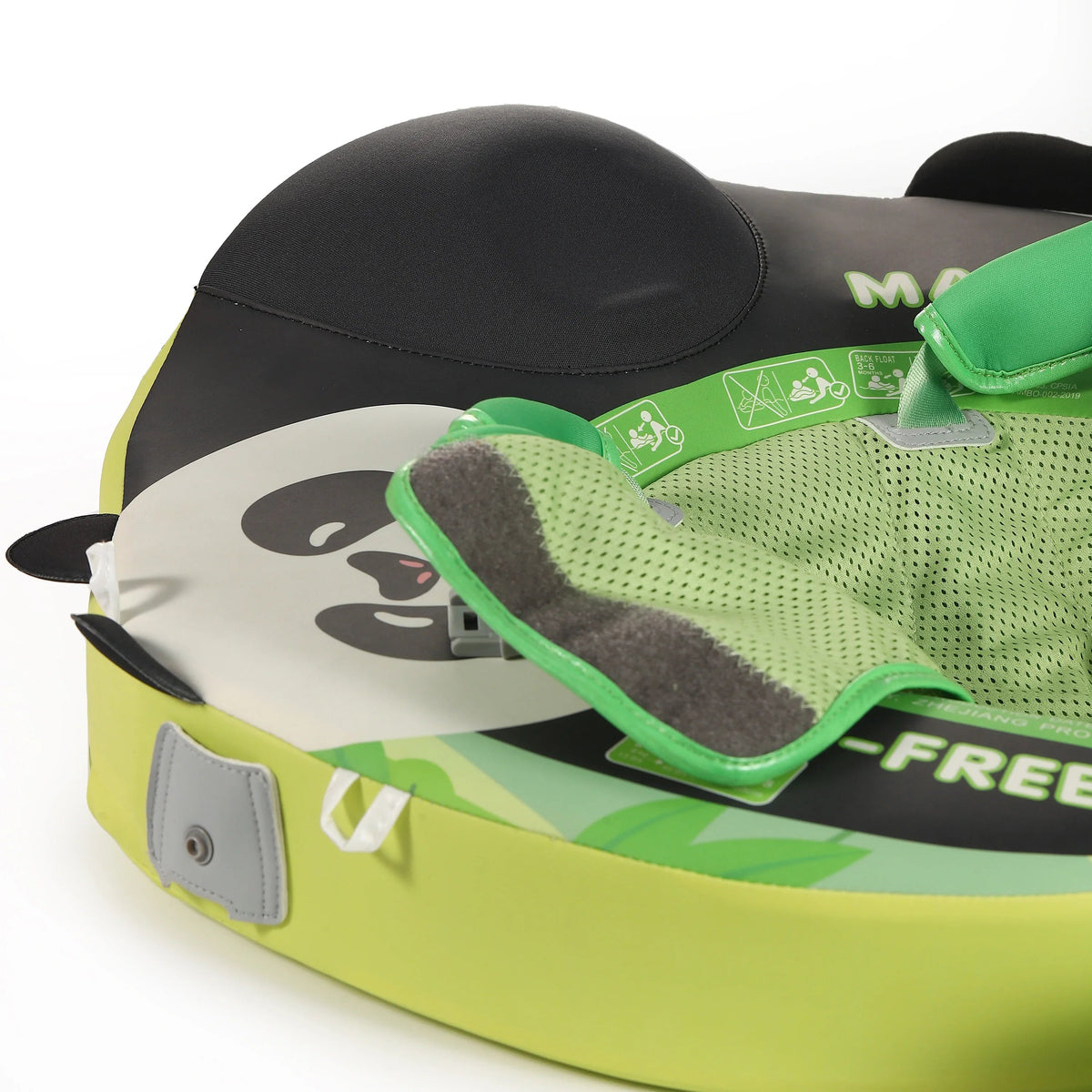 Breathable mesh seat detail inside the Mambobaby Panda float