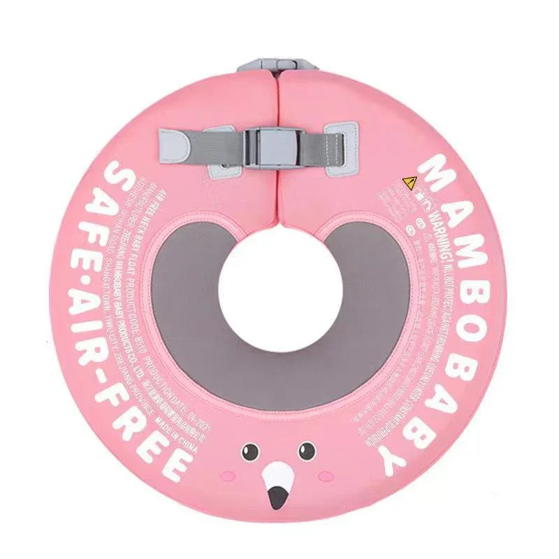 Mambobaby non-inflatable baby neck float ring, Pink 3D design, 4–12 months