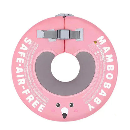 Mambobaby non-inflatable baby neck float ring, Pink 3D design, 4–12 months