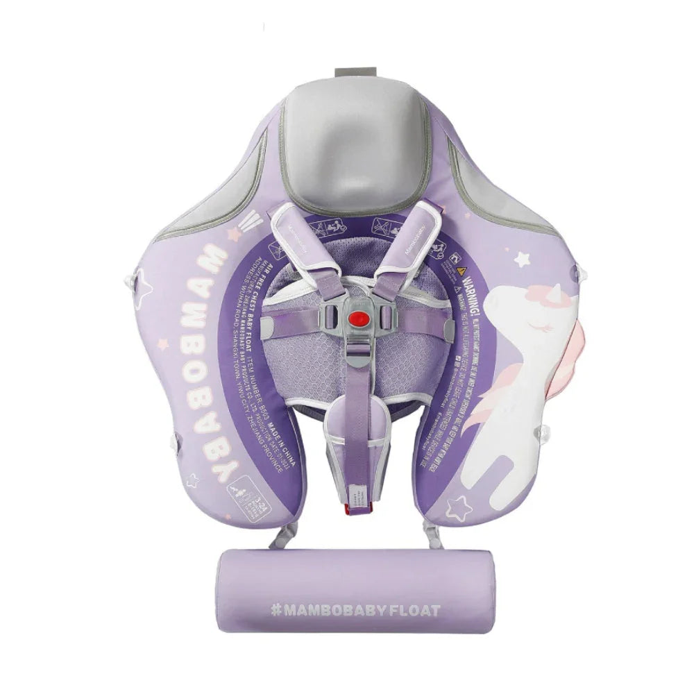 Unicorn float from above showing the harness, headrest and weighted tail