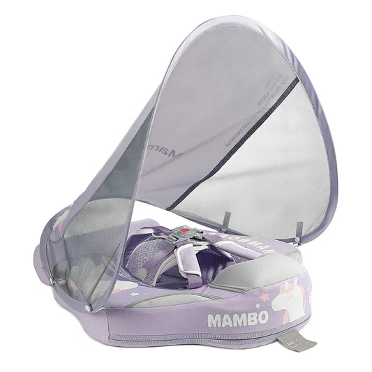 Mambobaby Unicorn baby float in light purple with UPF 50+ sun canopy, 3–24 months