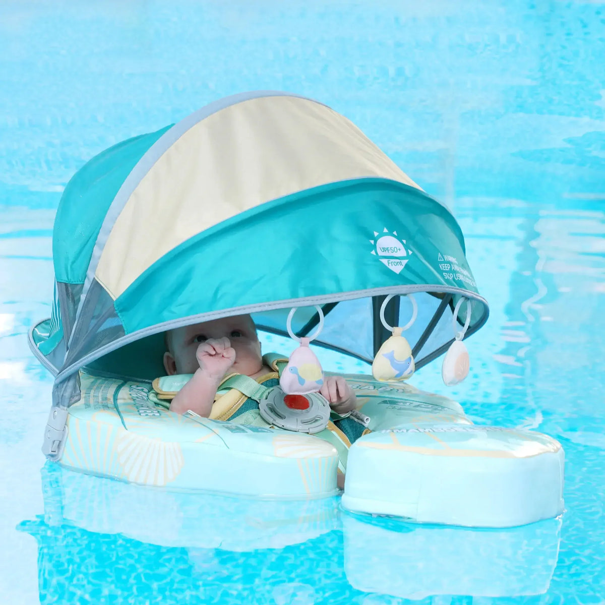 Ergonomic design keeps baby comfortable and happy while floating safely in the pool.