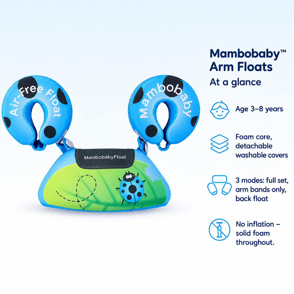 Mambobaby Arm Floats – specifications at a glance – age, sizes, materials and what is in the box