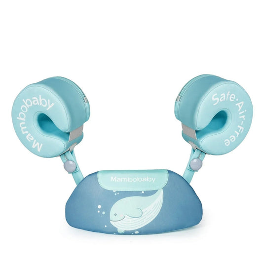 Mambobaby Armband Float in Blue Whale design. Non-inflatable safety swim vest for kids 3-8 years.