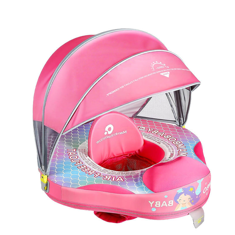 Mambobaby baby seat float in pink with the removable canopy raised, 4–18 months