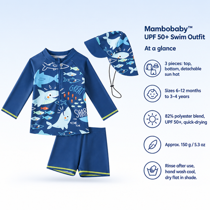 Mambobaby UPF 50+ Swim Outfit – specifications at a glance – age, sizes, materials and what is in the box