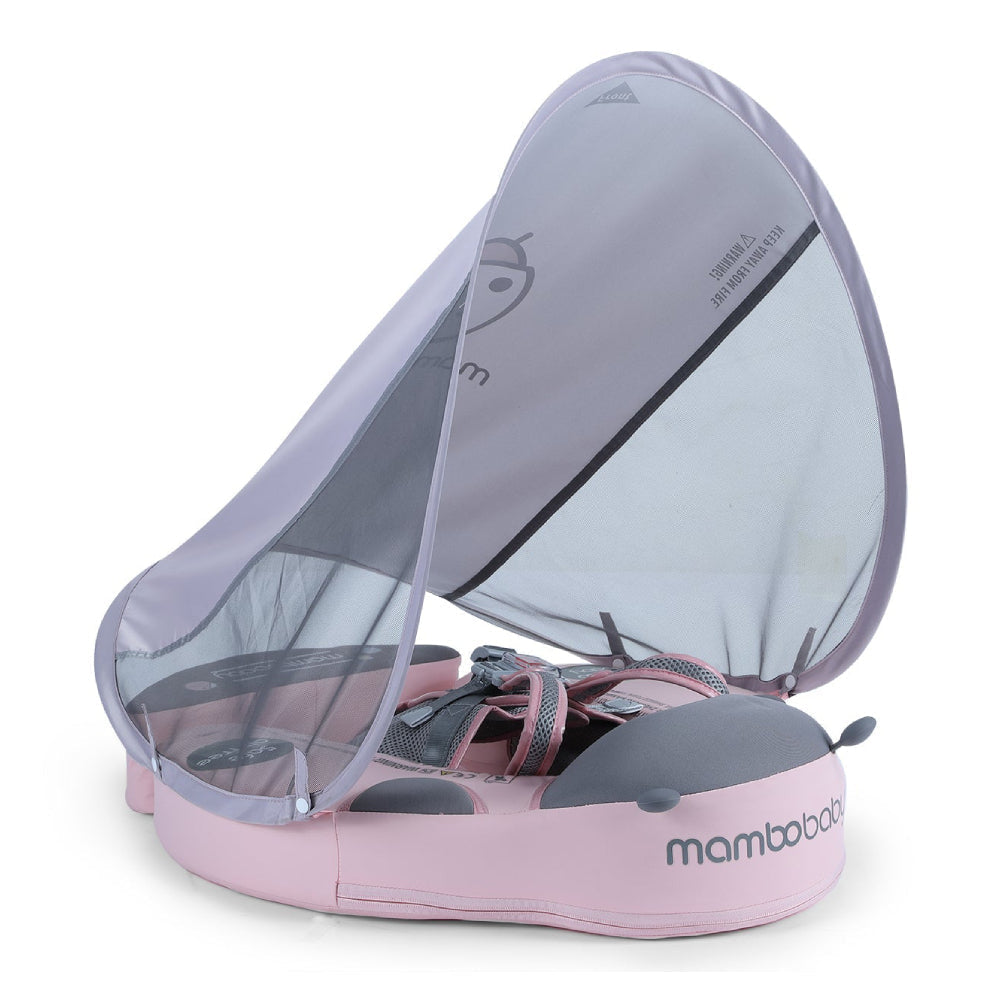 Mambobaby Ladybug baby float in pink with UPF 50+ sun canopy