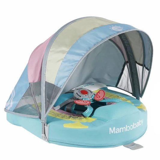Mambobaby Rainbow baby float in green with UPF 50+ sun canopy, 3–24 months