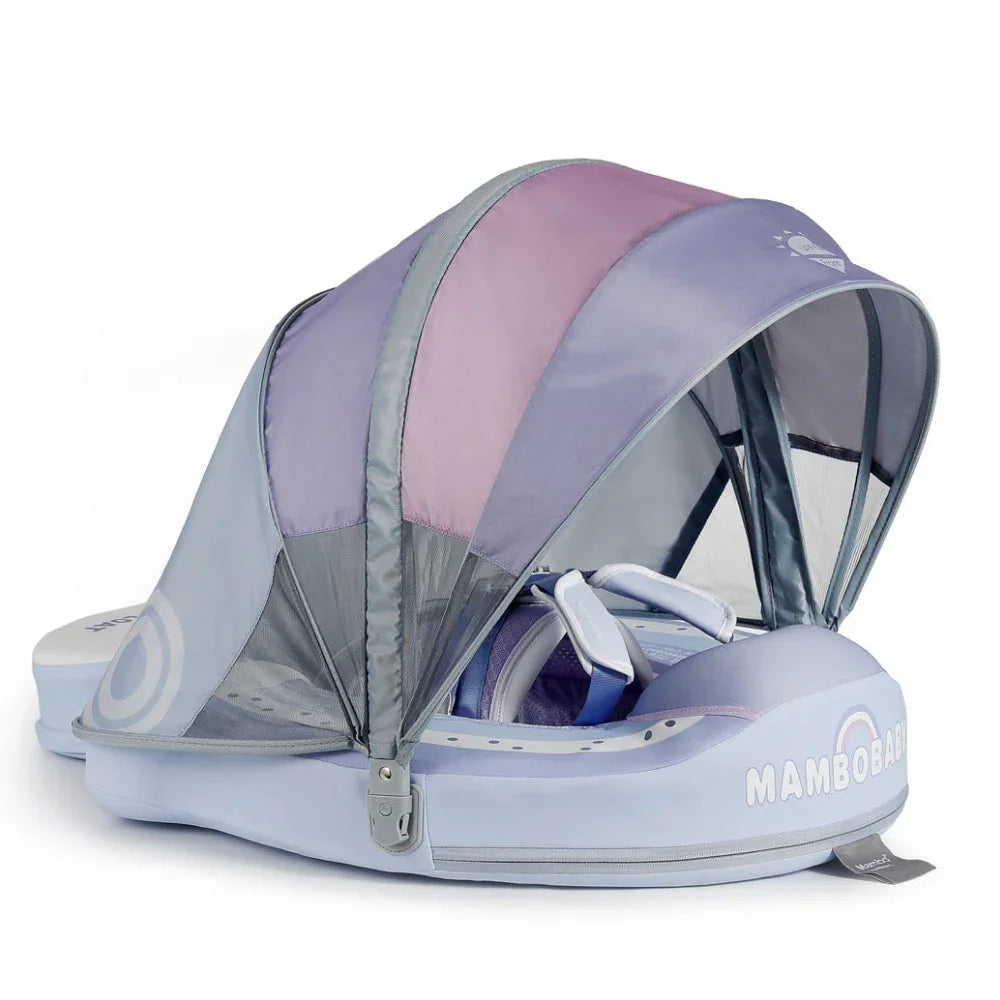 Mambobaby Rainbow baby float in purple with UPF 50+ sun canopy