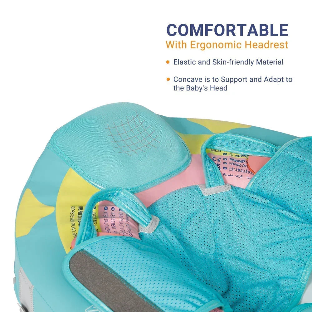 Ergonomic headrest shaped to support and adapt to baby's head