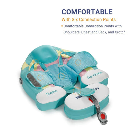 Six connection points support baby's shoulders, chest, back and crotch